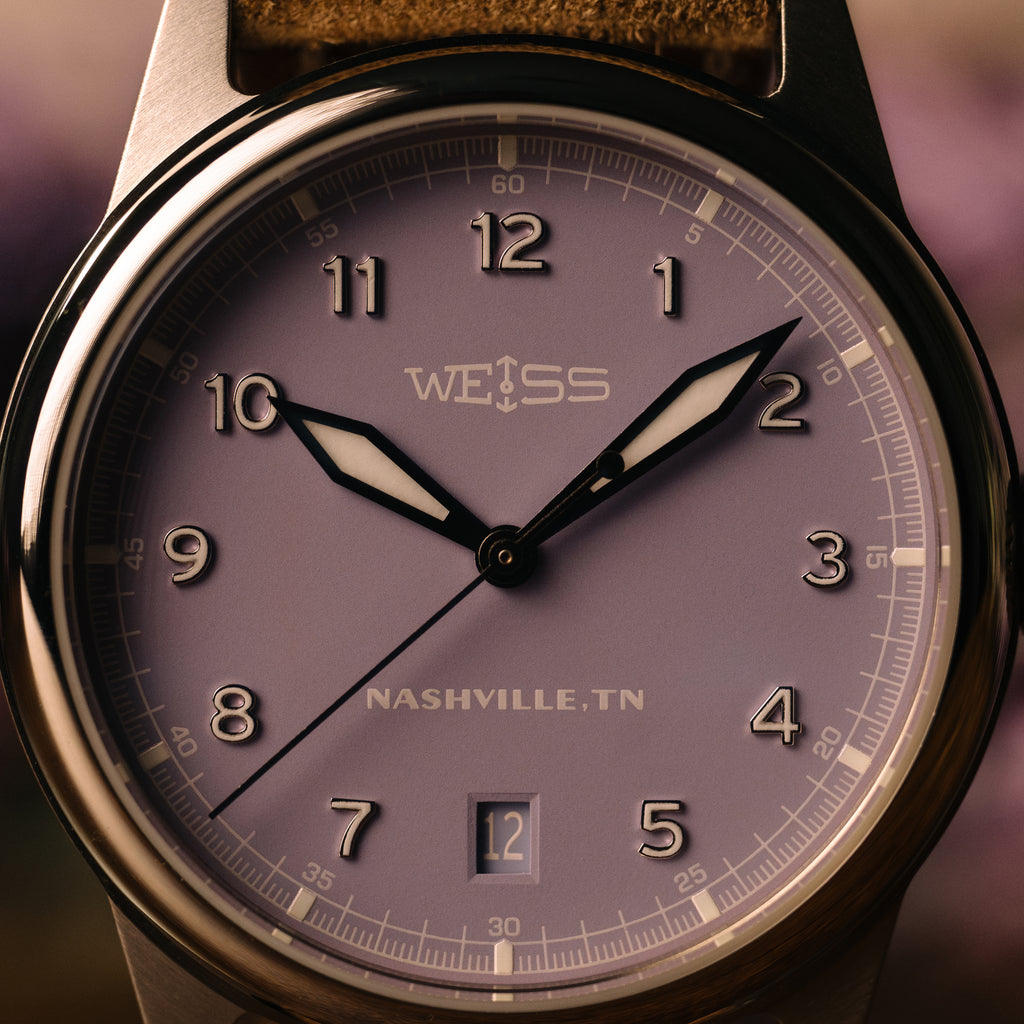 *Limited Edition* 38mm Automatic Standard Issue Field Watch with Date: Lavender Dial